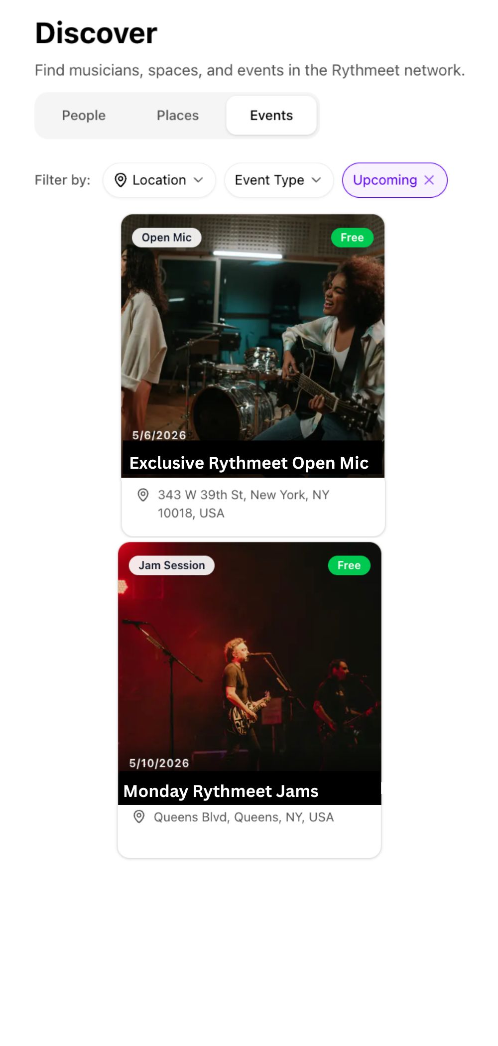 Musician discovery preview